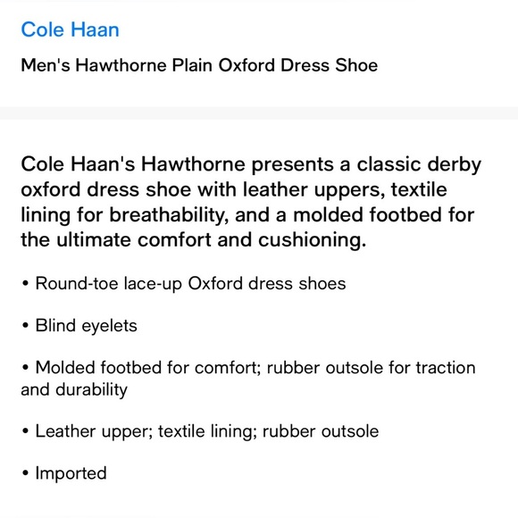 Cole Haan Men’s Black Leather Hawthorne Plain Oxford Shoes- Size 8 main image 8